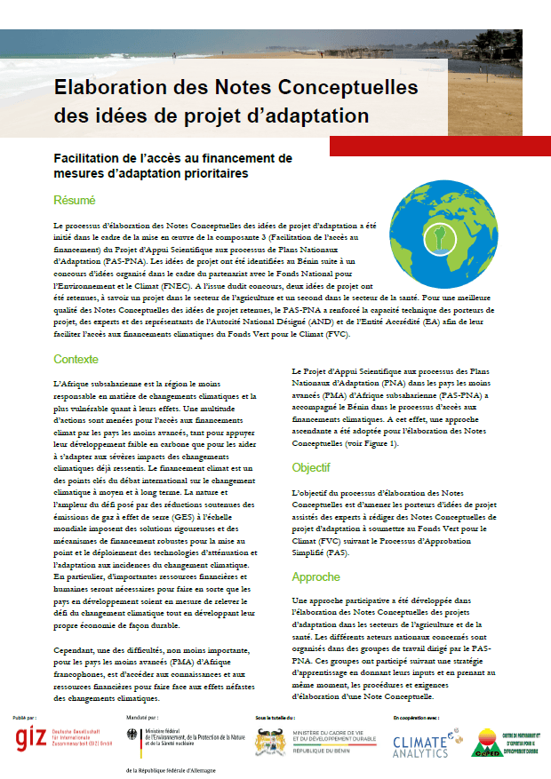 Factsheet Elaboration Notes Conceptuelles Benin