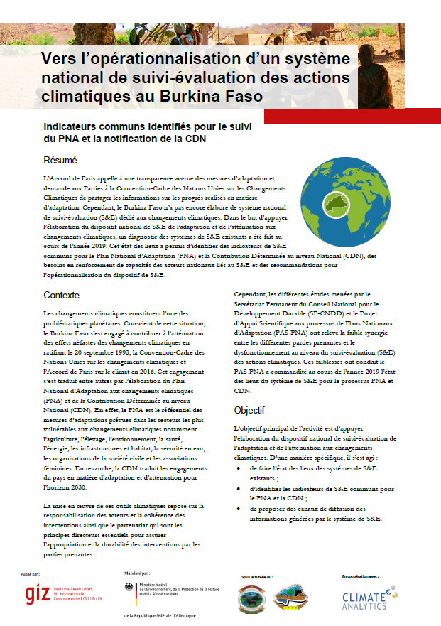Factsheet Suivi-Evaluation Burkina Faso
