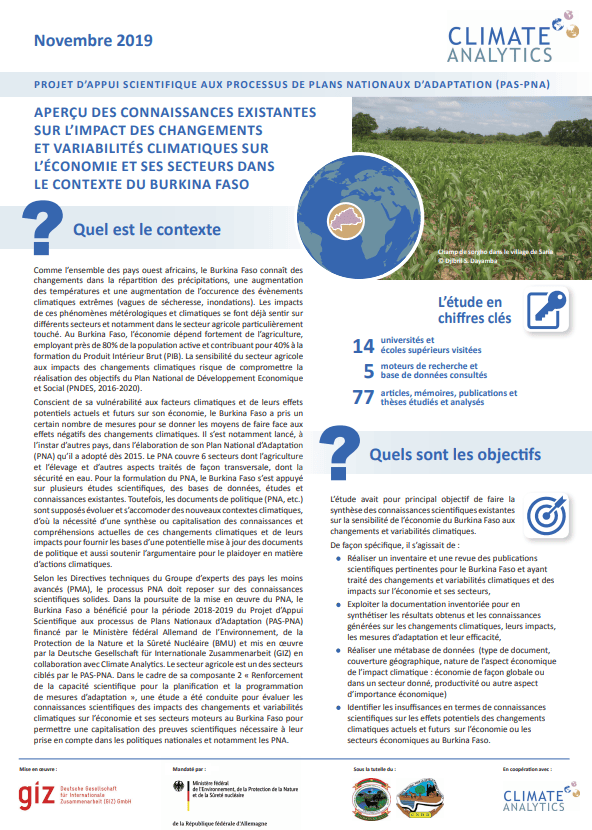 Briefing Apercu connaissances impact CC economie