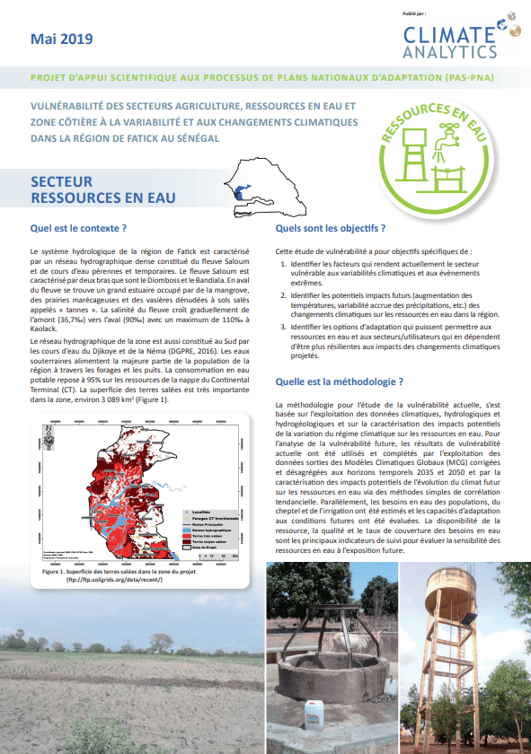 Briefing Etude de vulnérabilité Ressources en Eau Senegal