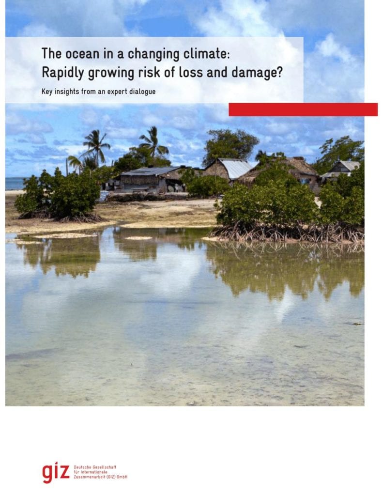 Cover of the report of the expert dialogue 'The ocean in a changing climate: Rapidly growing risks of loss and damage?'